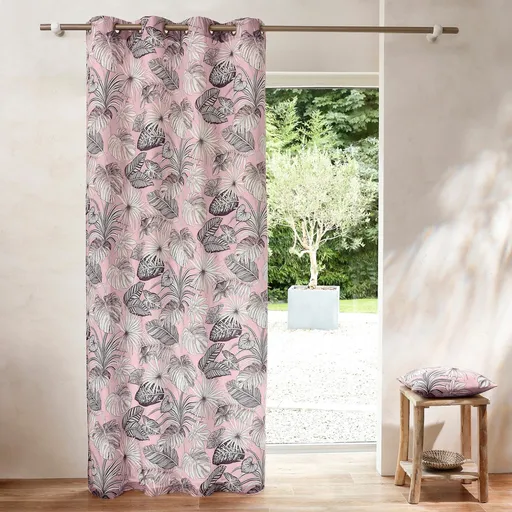 Perdeaua Blackout cu model tropical, cu ochiuri metalice