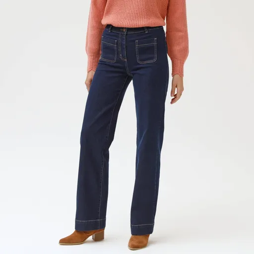 Blugi lați cu talie înaltă, dacă ai o înălțime între 160 și 165 cm, lungimea interioară a piciorului aprox. 78 cm