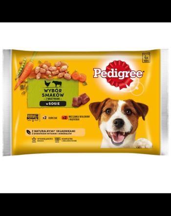 PEDIGREE Hrană umedă cu pui, vită și legume 52 x100 g