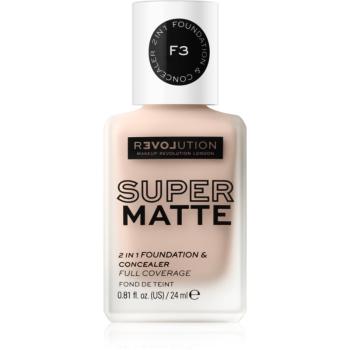 Revolution Relove Super Matte Foundation machiaj matifiant de lungă durată culoare F3 24 ml