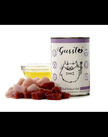 GUSSTO Cat Fresh Turkey &amp; Duck CARNE PROASPĂTĂ DE CURCAN CU RAŢĂ 400 g