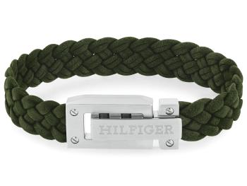 Tommy Hilfiger Brățară verde închis din piele pentru bărbați 2790518