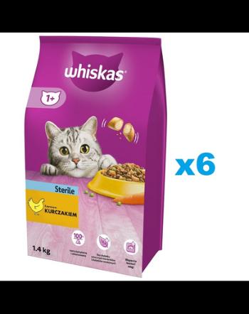WHISKAS Sterile 6x1.4 kg hrana cu pui pentru pisici sterilizate