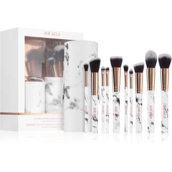 Zoë Ayla Makeup Brush Set Marble 10 Piece set de pensule cu husă