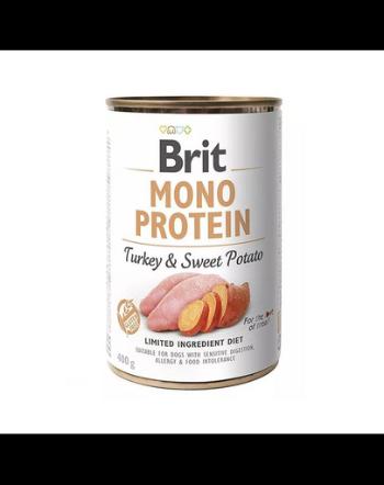 BRIT Mono Protein Turkey &amp; Sweet Potato 400 g Hrana umeda caini adulti, cu curcan si cartofi dulci