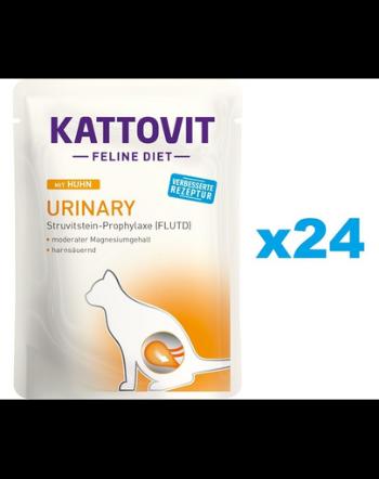 KATTOVIT Feline Diet Urinary hrana umeda dietetica pentru pisici in prevenirea pietrelor struvit, cu pui 24 x 85 g