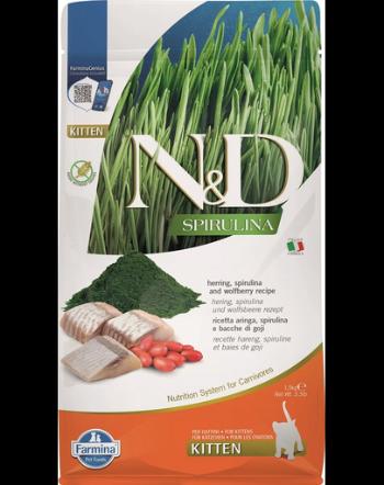FARMINA N&amp;D Spirulina Kitten Herring &amp; Wolfberry 1,5 kg Hrana uscata  pentru pisoi, cu hering si spirulina