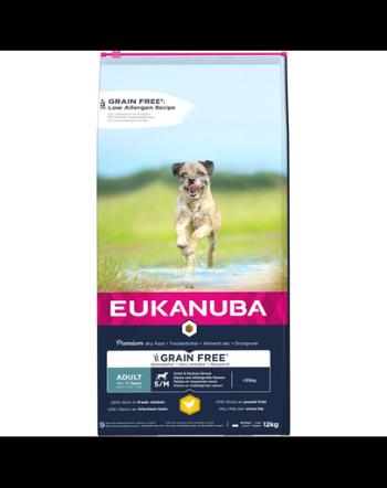 EUKANUBA Adult Grain Free S/M rase medii/mari 12 kg hrana caini adulti