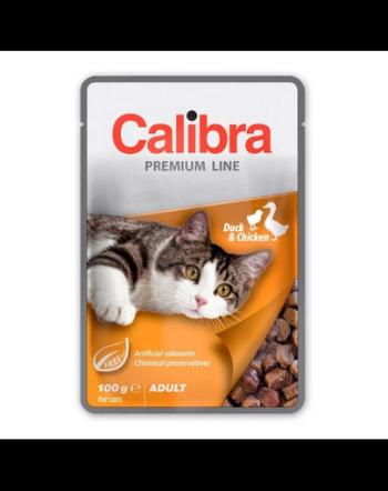 CALIBRA Cat Premium Line Adult Duck&amp;Chicken 100 g cu rata si pui hrana umeda pentru pisici