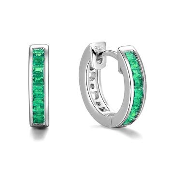 MOISS Cercei cercuri din argint cu zircon verde E0002911