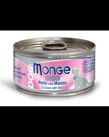 MONGE Natural Dog hrană umedă pentru câini, cu pui și vită 95g