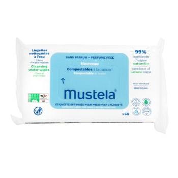 Mustela Compostable at Home čistiace utierky pre deti Cleansing Water Wipes 60 pcs