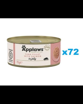 APPLAWS Cat Adult Tuna Fillet with Salmon in Jelly hrana umeda pisici senioare, cu ton si somon in aspic 72x70g