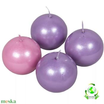 Metál gömb gyertya 60 mm - 3lila 1rózsaszín