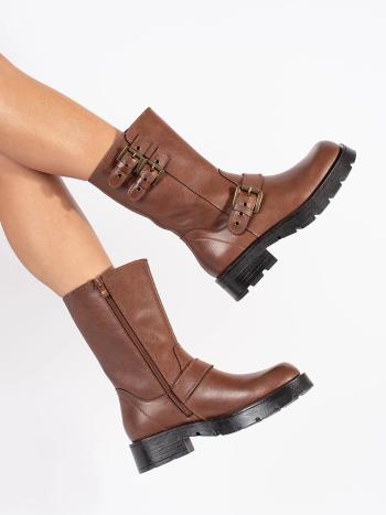 Botine confortabile pentru femei maro pe platformă
