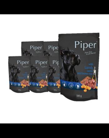 DOLINA NOTECI PIPER set plicuri hrana caini,  cu miel, morcov si orez 10x500 g
