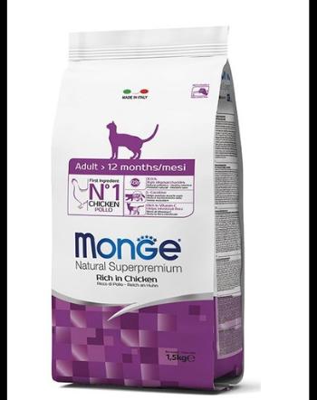 MONGE Cat Adult hrană uscată pentru pisici adulte, cu pui 1.5 kg