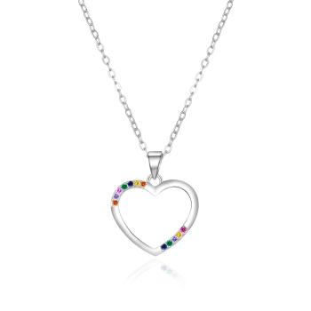 Agato Colier din argint Inimă cu zircon colorat AGT-N042C (lanț, pandantiv)