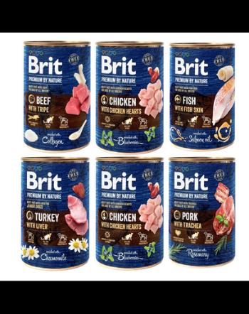 BRIT Premium by Nature Mix arome 6x400 g mancare naturala pentru caini