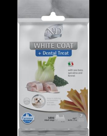 FARMINA N&amp;D White Dental Treat Coat Sea bass Mini 60 g recompensa dentara pentru caini de rase mici