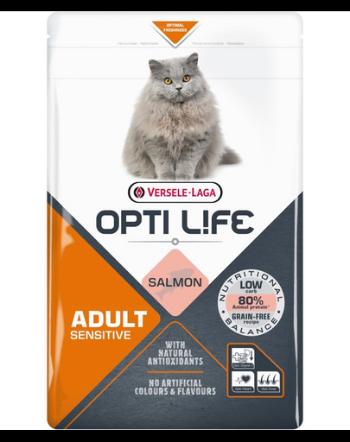 VERSELE-LAGA Opti Life Cat Adult Sensitive Salmon 2.5 kg hrana pisici sensibile, cu somon