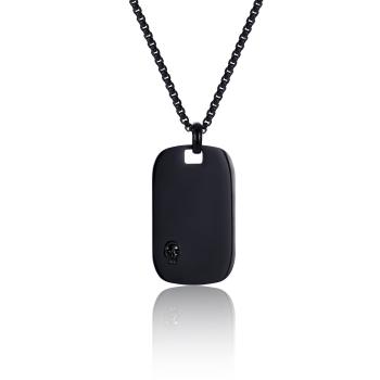 Troli Colier din oțel pentru bărbați, cu plăcuță de identificare și design cu craniu VSM003G-PET