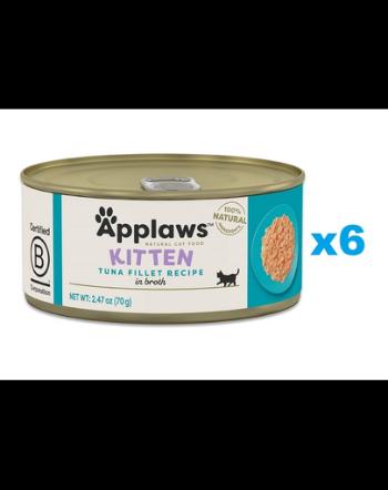 APPLAWS Cat Kitten Tuna in Broth Hrana umeda pisoi, cu ton in sos 6x70 g