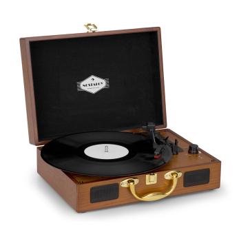 Auna Nostalgia Peggy Sue gramofon retro LP USB AUX MDF ,alb, valiza din lemnîn optica aurita