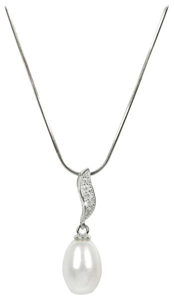 JwL Luxury Pearls Colier din argint cu perle și zirconi JL0200 (lanț, pandantiv)