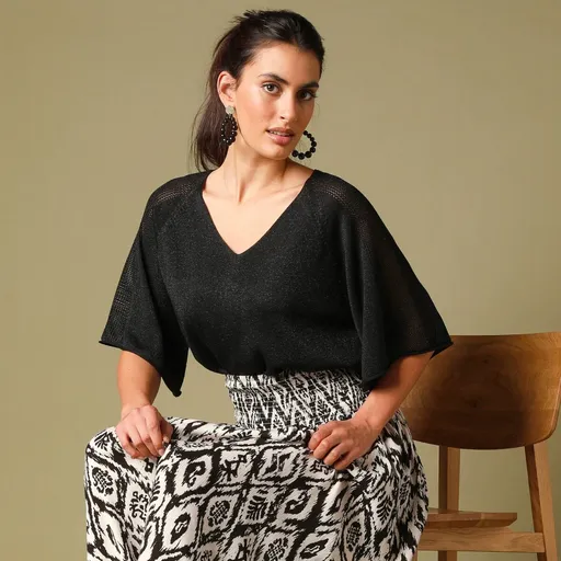 Pulover de lurex cu croială lejeră