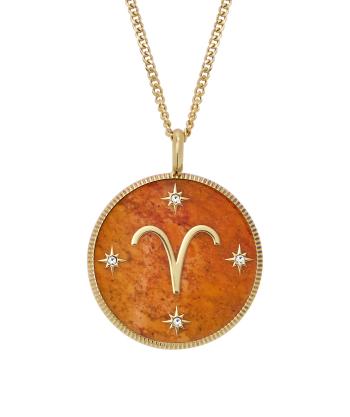 Fossil Colier placat cu aur cu semnul zodiacal Berbec Written in the Stars JF04838710