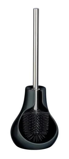 Perie pentru toaleta cu suport Drop Neo, Wenko, 14x13.5x40 cm, ceramica/silicon, negru
