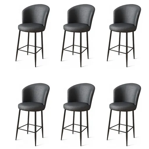 Set scaune de bar 6 piese, Hanah Home, Uras, Antracit / Negru