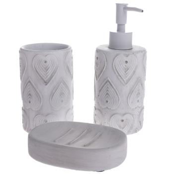Set de accesorii de baie din ciment Lavabo 3 buc,alb