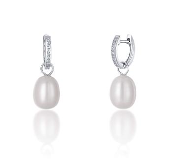 JwL Luxury Pearls Cercei rotunzi argintii de ducesăKate cu perle reale și zirconii 3in1 JL0685