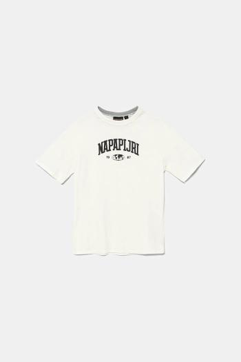 Napapijri gyerek pamut póló S-INOT bézs, nyomott mintás, NP0A891F2061