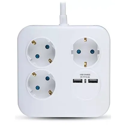 Prelungitor cubic 3X1.5MM 1.4M 4 cai 16A + 2 USB 2.1A V-TAC SKU-8799