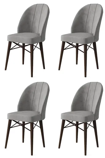 Set scaune 4 piese, Hanah Home, Ritim, Gri/Maro