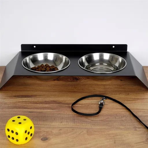 Bol pentru hrana animale de companie, Hanah Home, Pet018, 50x6x20 cm, Negru