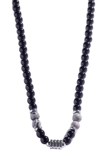 Marc Malone Colier pentru bărbați din mărgele cu jasp gri MCGN5012