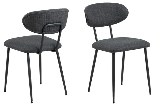 Scaun Denise, Actona, 43.5x53x78.5 cm, tesatura structurata/otel, gri inchis