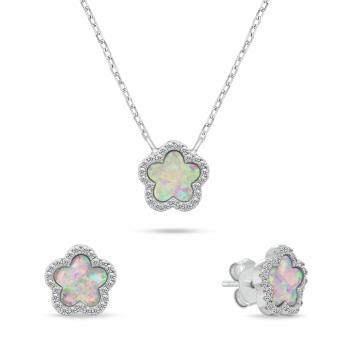Brilio Silver Set unic de bijuterii cu opale SET289WP (cercei, pandantiv)