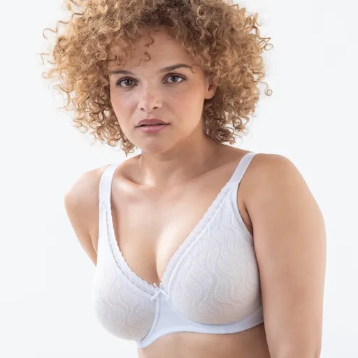 Sutien subțire cu armătură, din dantelă elastică, efect bicolor