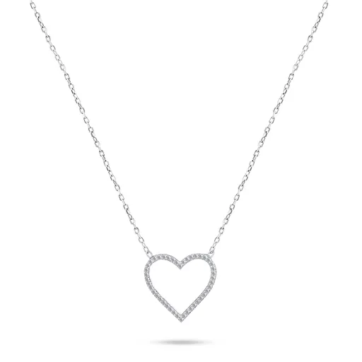 Brilio Silver Colier fin argintiu Inimă cu pietre de zircon NCL35W
