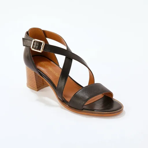 Sandale cu toc din piele