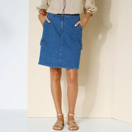 Fuste cu buzunare, denim stretch