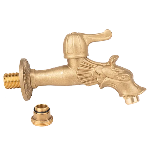 Robinet decorativ 1/2", dublu serviciu din alama naturala cu maneta si finisajj Dragon