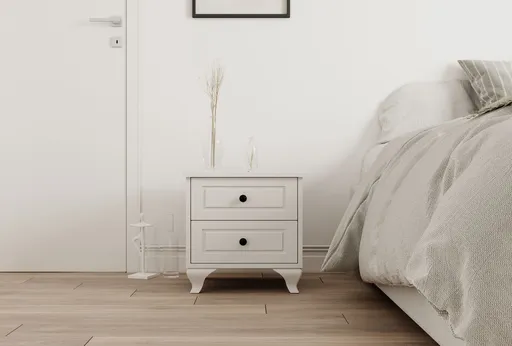 Noptiera, Hanah Home, Rb-058, 45x45x40 cm, Alb mat