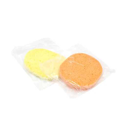 Set 2 bucati, burete pentru curatat fata, oval, portocaliu/galben