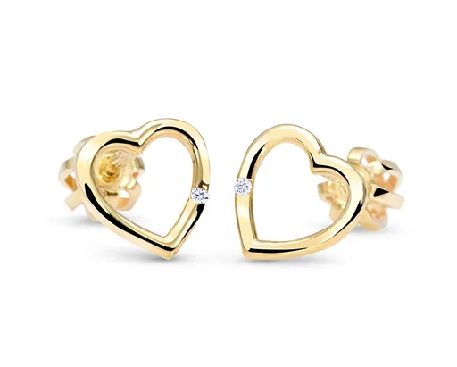 Cutie Jewellery Cercei in formă de inimă din aur cu zircon C2761-30-X-1 alb